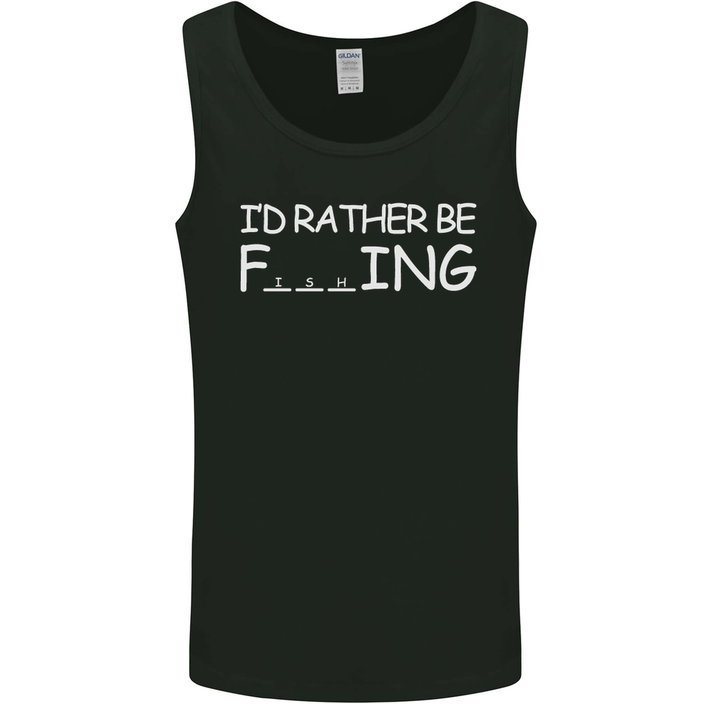 Id Rather Be Fishing Funny Fisherman ECG Mens Vest Tank Top