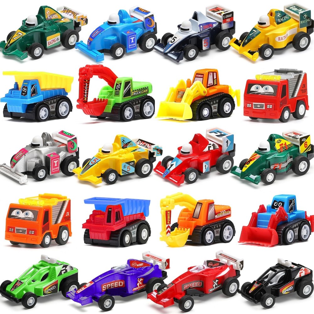 Pull Back Car, 20 Pcs Assorted Mini Truck Toy and Race Car Toy Kit Set, Play ...