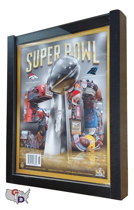 Sports Program Display Frame Magazine Black Shadow Box Standard Over .5