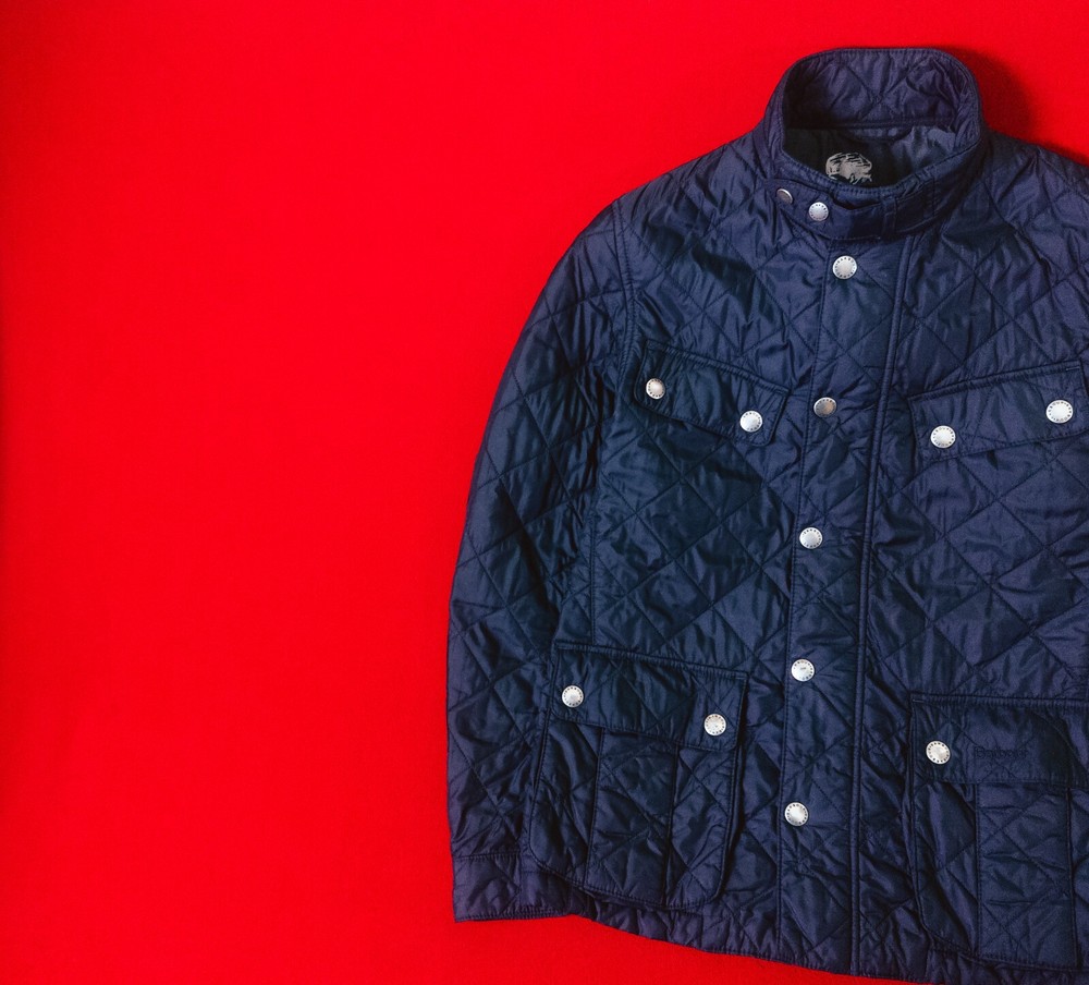 BARBOUR International Ariel Men Zip Quilted Jacket Size S / 44 - 46 Navy Blue