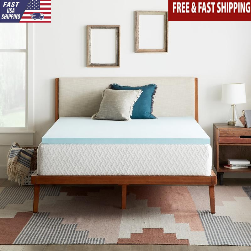 Gel Infused Memory Foam Mattress Topper Twin Cooling Comfort Pressure Relief New