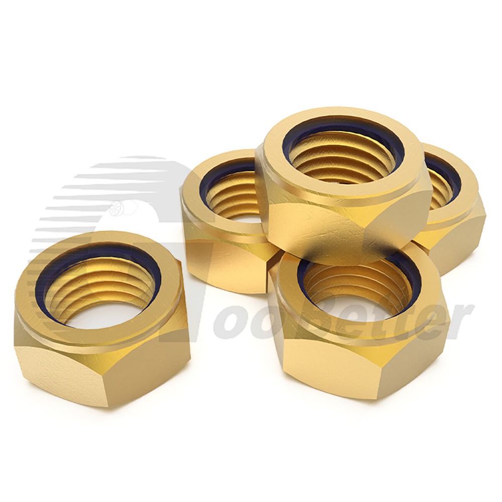 M4 M5 M6 M8 Brass Nyloc Nuts Nylon Insert Locking Nut Hex Locknut for Screw Bolt