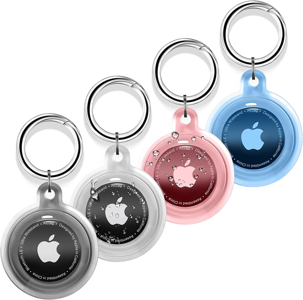 4 Pack Waterproof Airtag Holder Case with Secure Keychain for Apple Air Tags