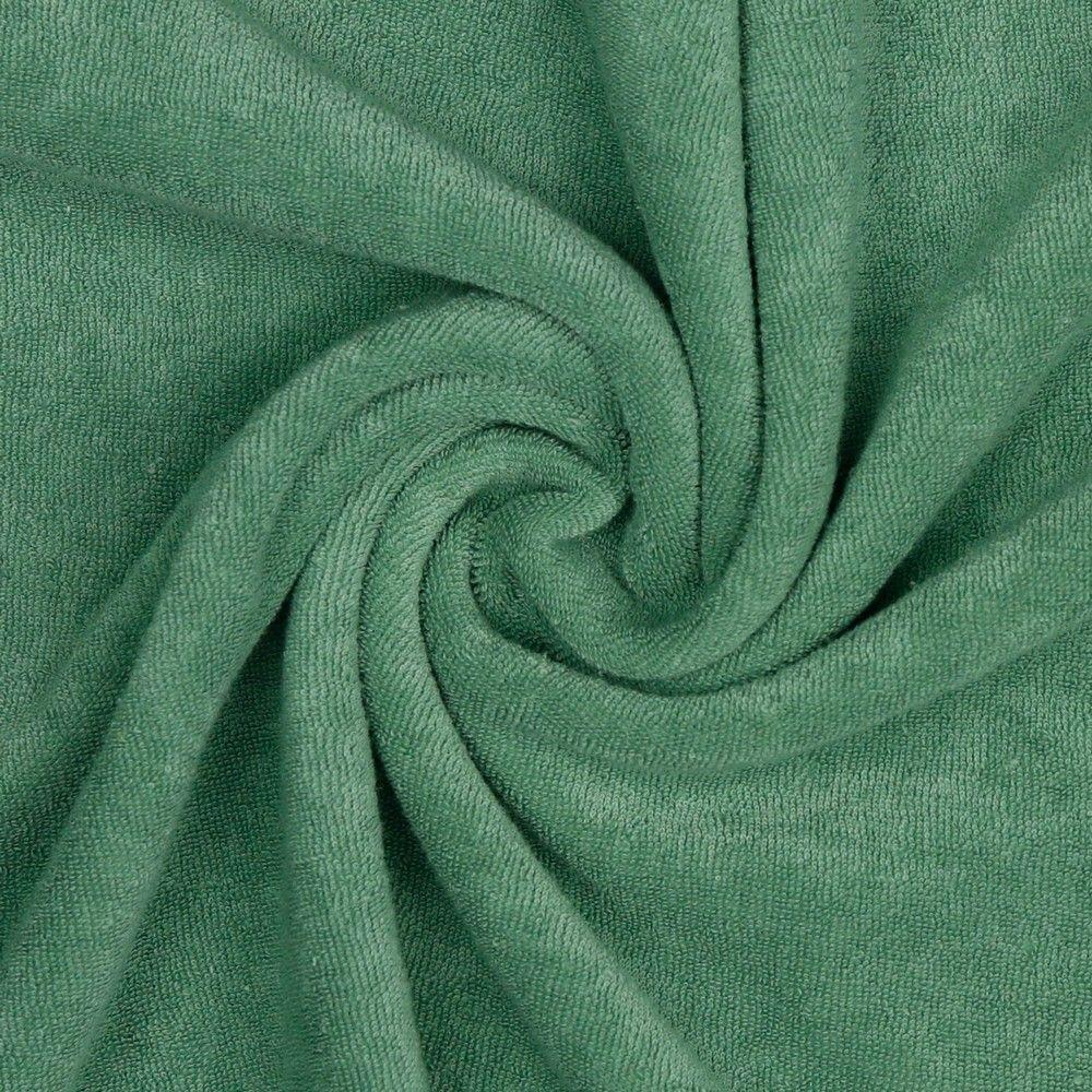 Soft Green Stretch Cotton Terry Towelling Fabric Material for Comfort and Durability
