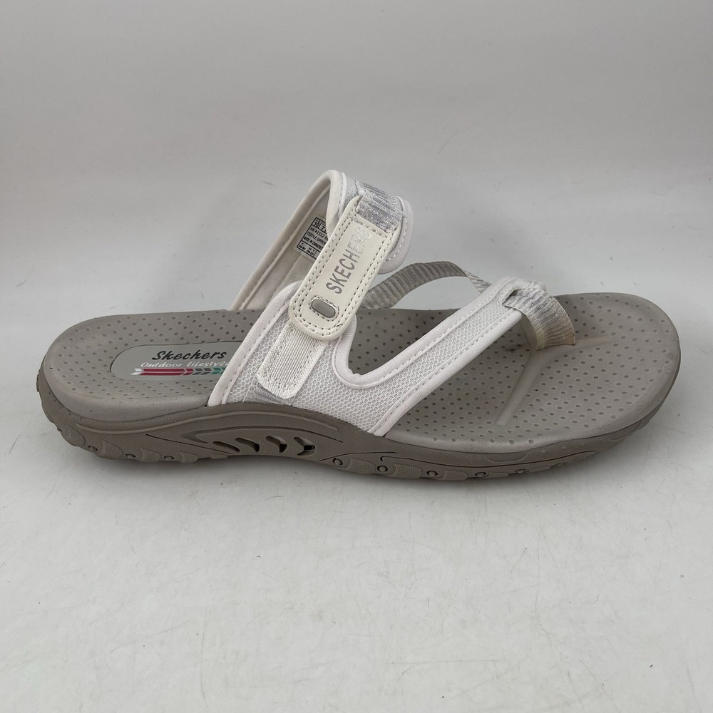 Skechers Reggae Seize the Day Womens Size 10 White Adjustable Thong Sandals