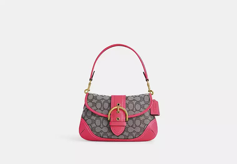 COACH CJ814 Soho Bag Signature Jacquard Shoulder Bag Petunia Women Outlet New