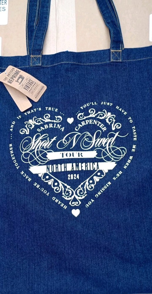 Rare New 2024 Sabrina Carpenter Short N' Sweet Tour Concert Denim Tote Bag Purse