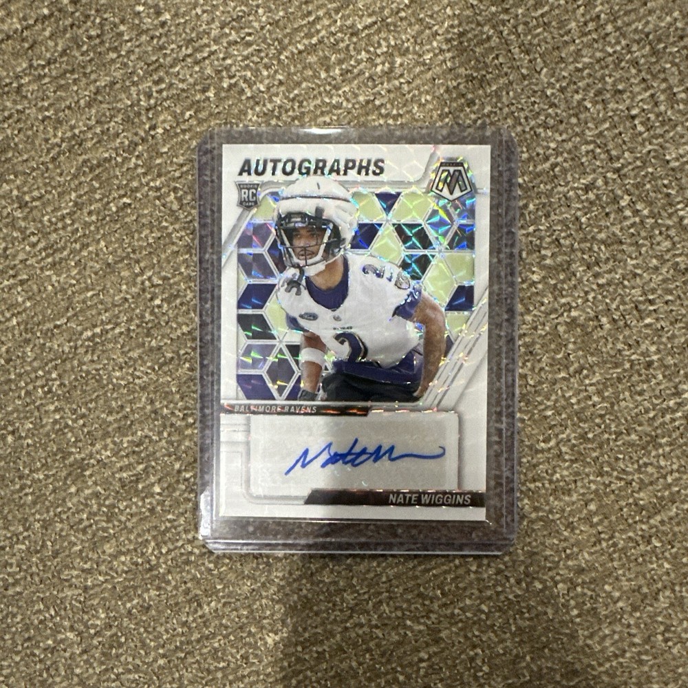 2024 Panini Football Mosaic White Mosaic - Nate Wiggins Rookie Auto 3/25