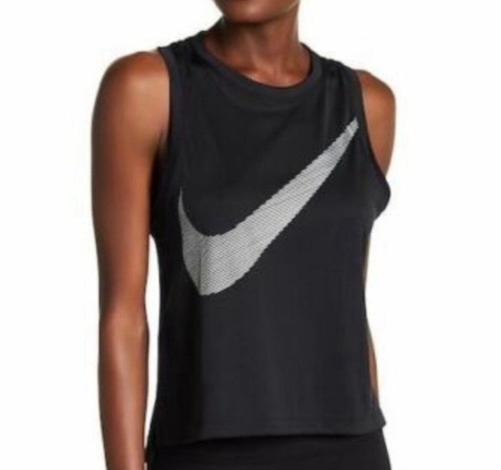 Nike City Core Dry Racerback Black Dri-Fit Training Tank Shirt Sz. S Metallic