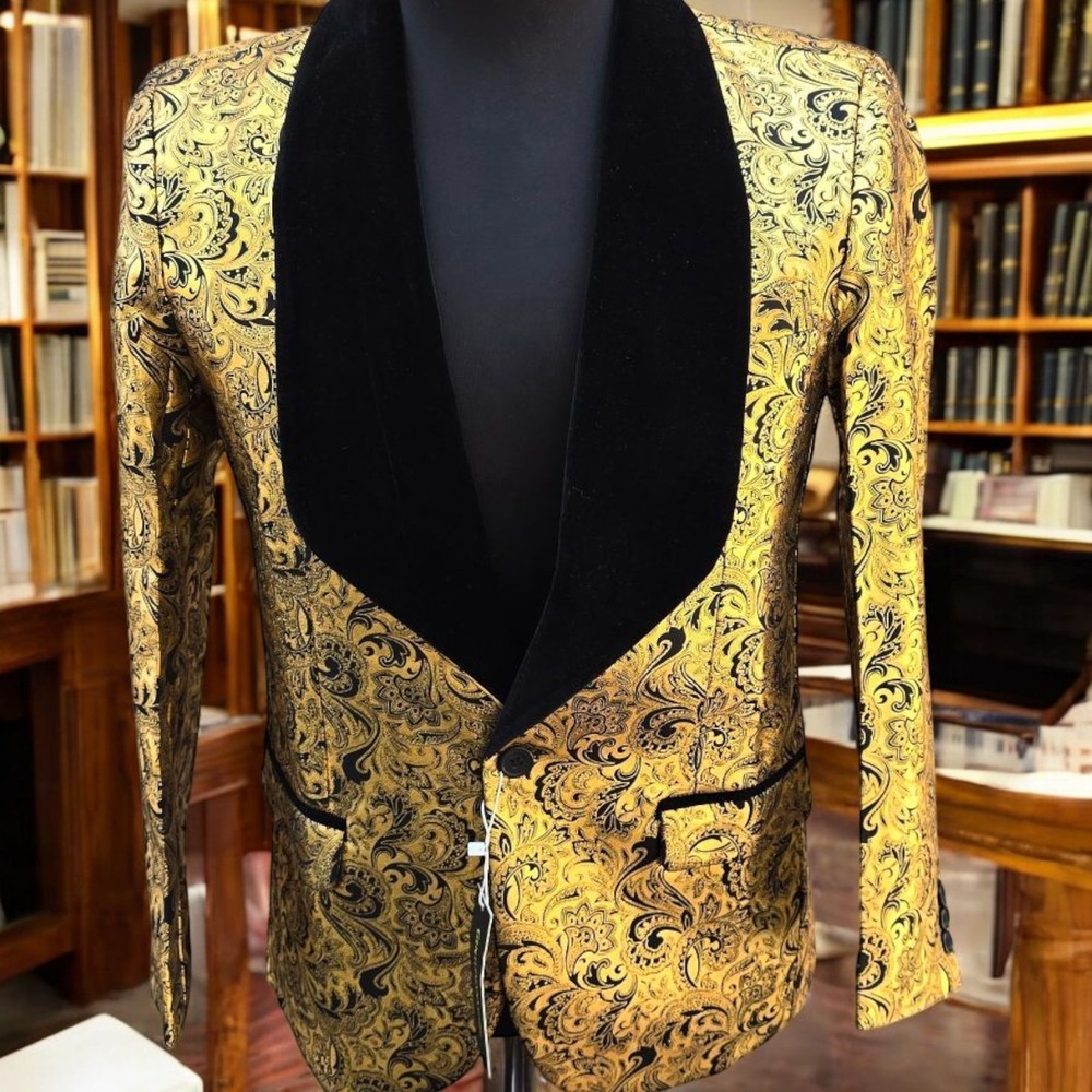 New Smoking Jacket Shawl Collar Size 36 By Gentlemans Guru Velvet Collar