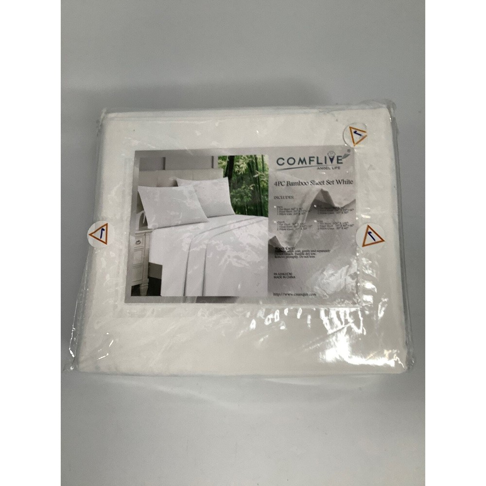 Comflive Angel l4 pc Bamboo sheet set B138 white