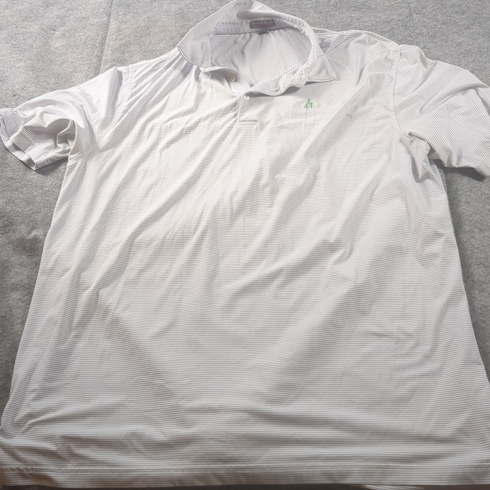 Peter Millar Shirt Men's 2XL White Blue Striped Polo Summer Comfort Stretch Golf