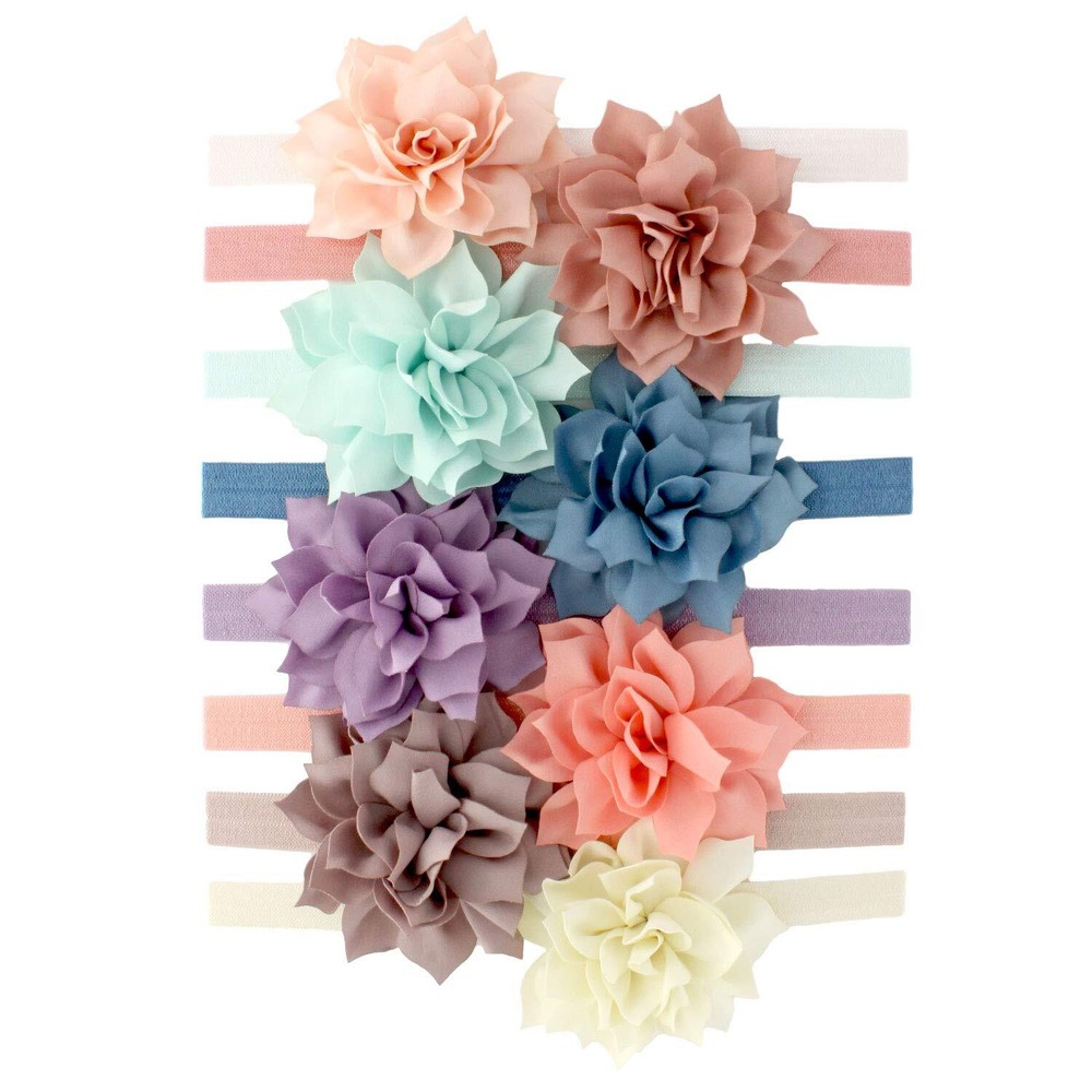 Baby Petal Flower Headbands Mixed Colors 8-Pack Lot Shabby Vintage Variety