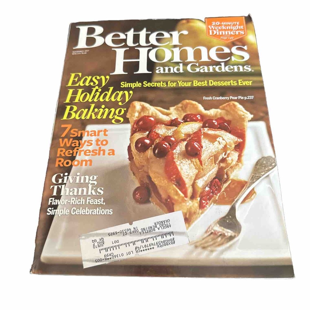 Better Homes And Gardens Magazine, November 2007 Issue. Cond: Very Good