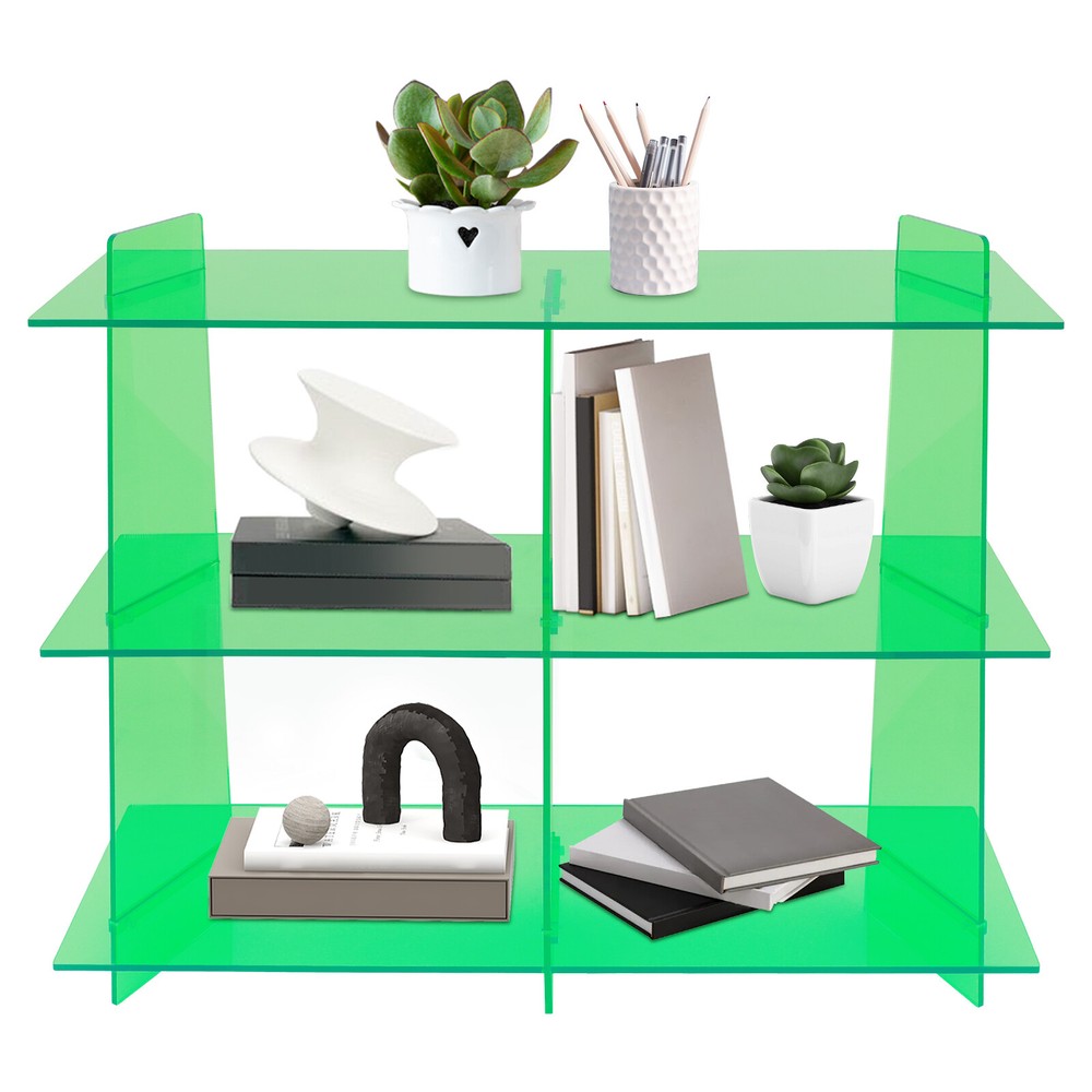 3 Tier Acrylic Bookshelf for Small Spaces - Compact Storage Display Rack