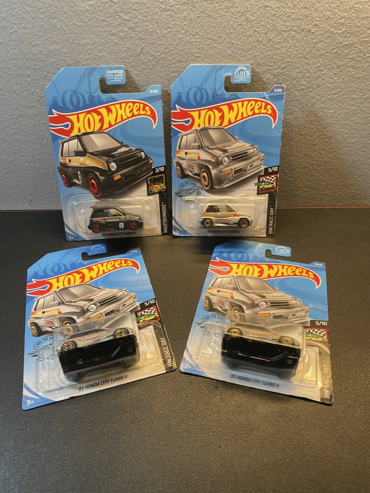 LOT OF x4 - HOT WHEELS 85 HONDA CITY TURBO II BLACK & SILVER