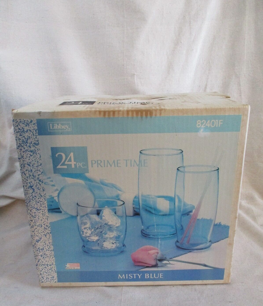 Libbey 24-Piece Prime Time Glassware Set in Misty Blue 11 13 17 oz New in Box