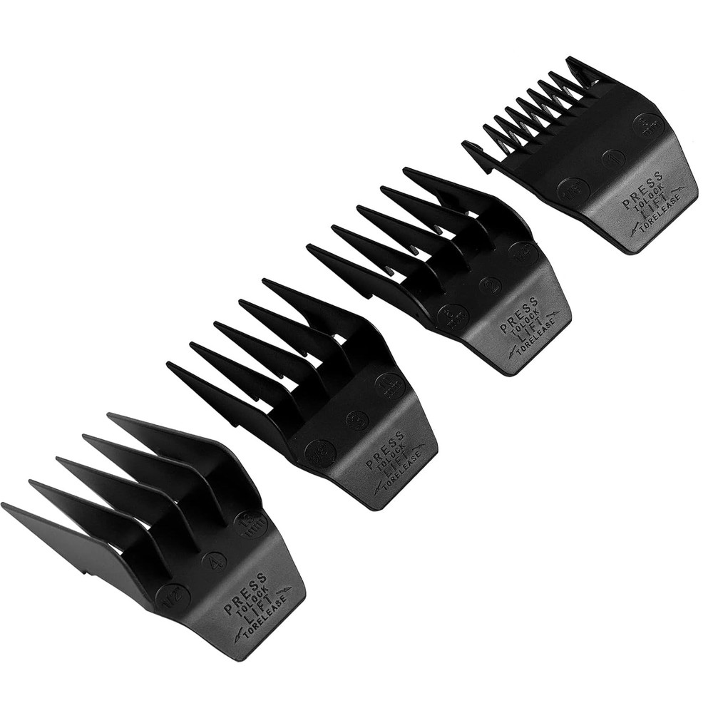 Professional Peanut Clipper Guards - 4-Piece Guides For Wahl Black
