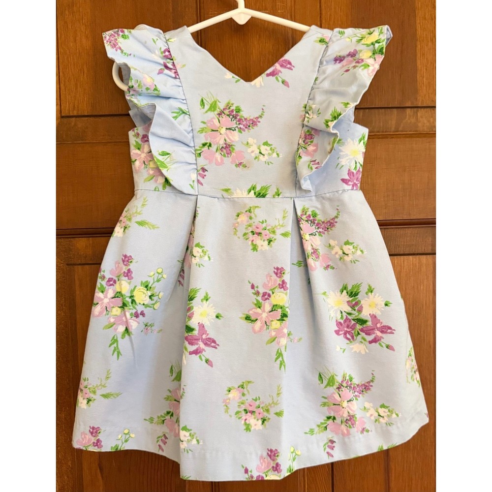 JANIE and JACK Dress Toddler Girls 2T Ruffle Sleeve Periwinkle Floral Sundress