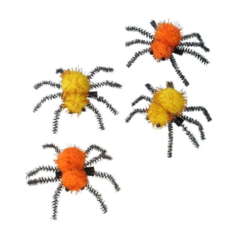 4PCS Spooky Spider Hair Clips for Halloween Party Costume Accessories