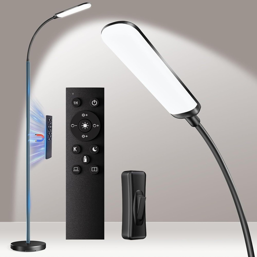 18W LED Floor Lamp with Remote Stepless Dimming for Living Room Bright Lighting