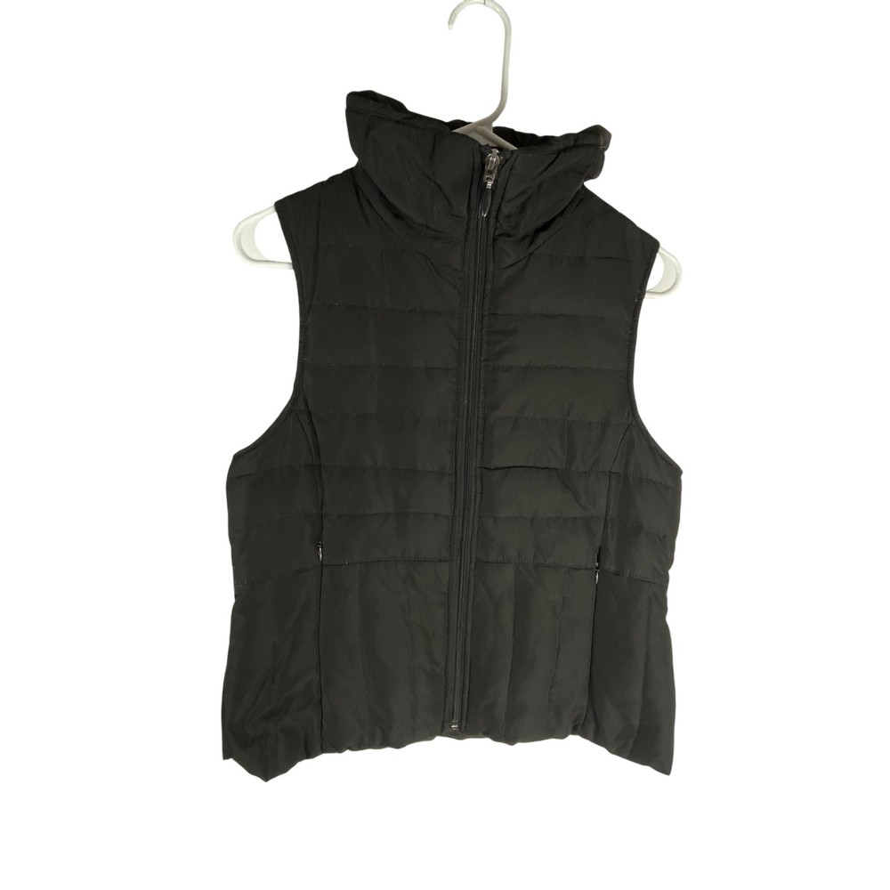 Kenneth Cole Reaction Vest Womens Medium Black Down Puffer Full Zip Quilted-image