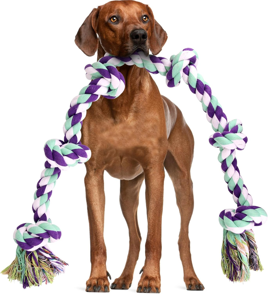 Dog Rope Toys for Large Dogs - 42In 6 Knots Indestructible Dog Rope Toy, Dog Toy