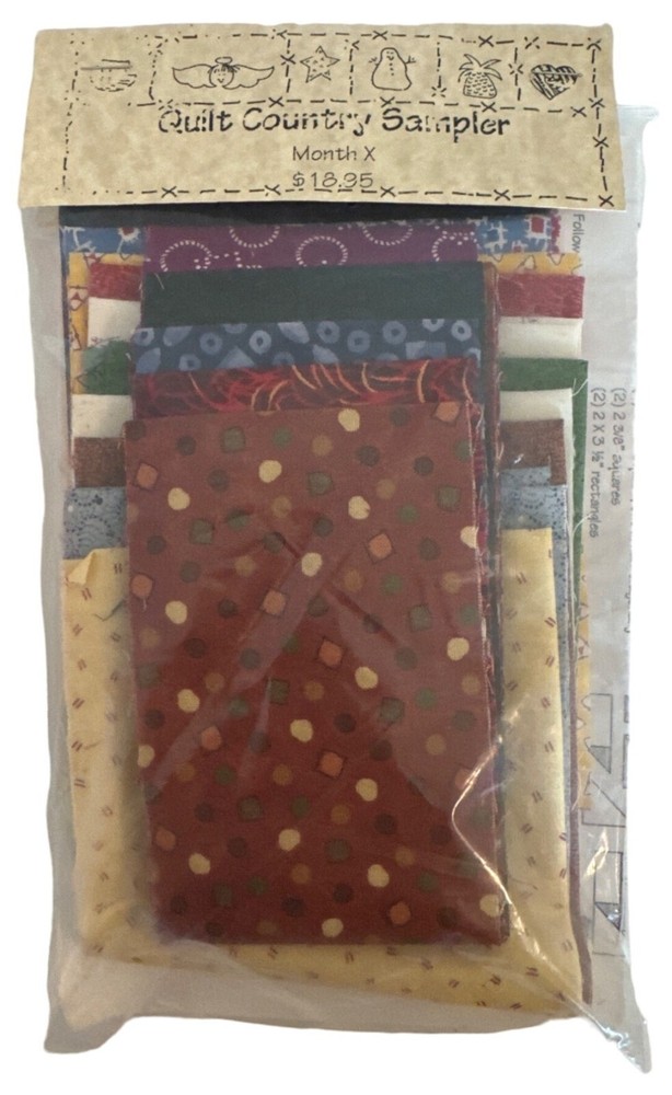 Quilt Country Sampler Monthly Block X Pattern/Fabric Kit Sewing Vintage Retro