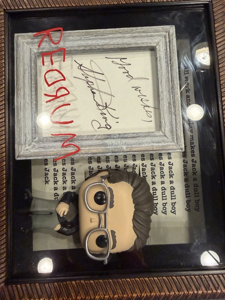 Stephen King Signed card Framed Display with SK Funko Pop!
