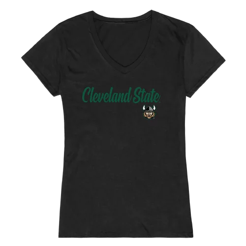Cleveland State Vikings CSU NCAA Script Logo Womens Tee