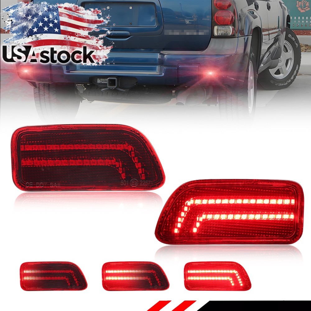 Red LED Rear Tail Brake Bumper Reflector Lights For 02-09 Chevrolet Trailblazer