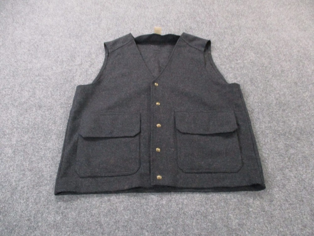 LL Bean Vest Jacket Mens XL Gray Wool Nylon Workwear Hiking Outdoors Western