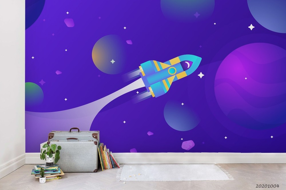 3D Space Planet Rocket Illustration Wall Murals Wallpaper Murals Wall Sticker 13
