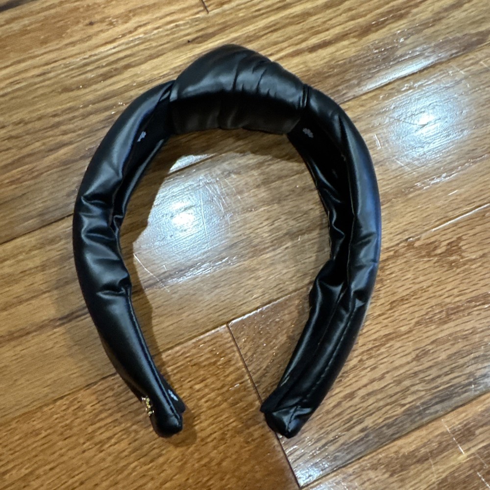Lele Sadoughi Black Knotted Faux Leather Headband