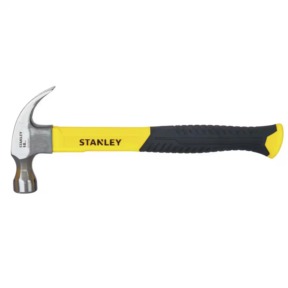 NEW 16 Oz. Fiberglass Hammer, Curved Claw, Heavy Duty, Ergonomic Non-Slip Handle