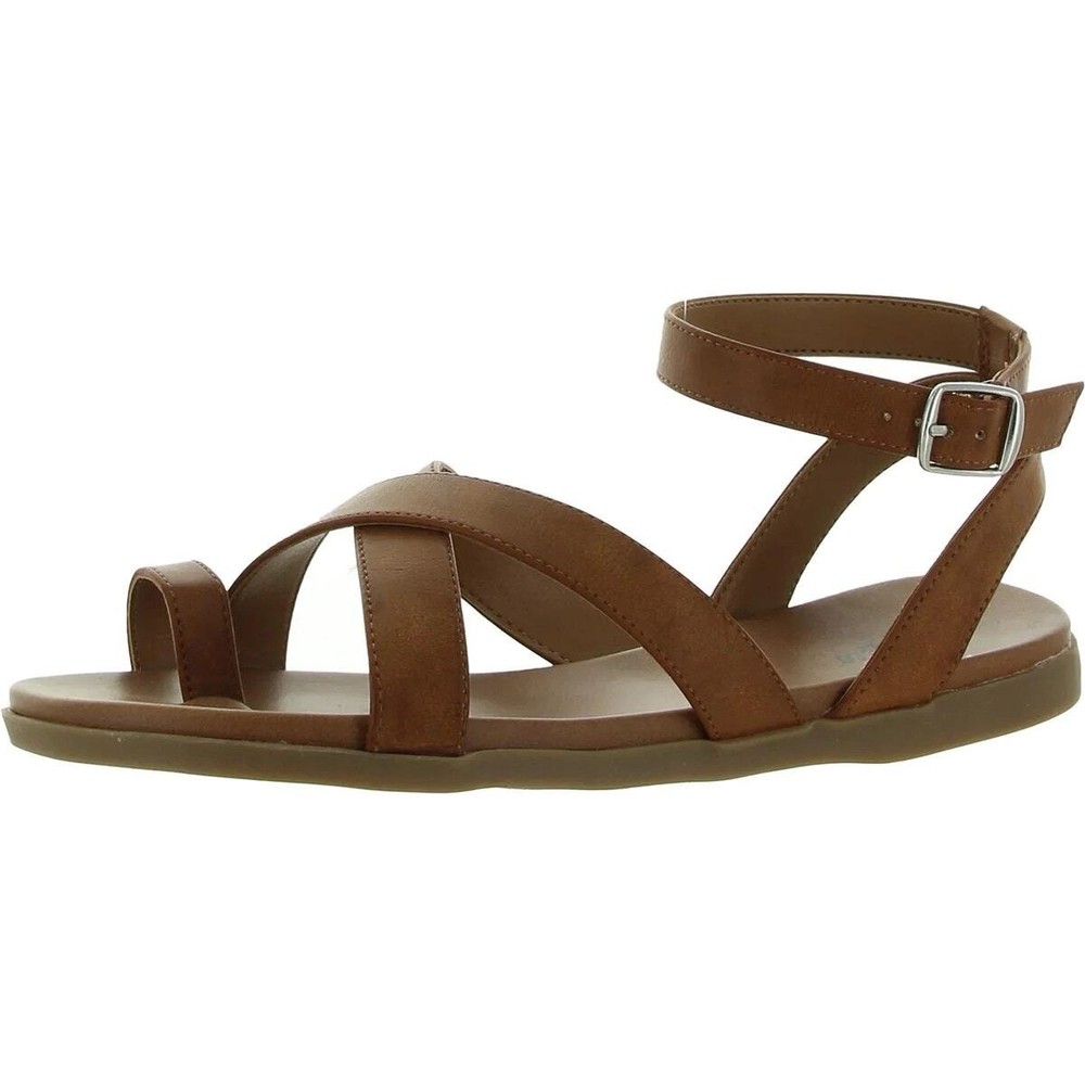 Style & Co Women Cognac Vegan Leather Lianaa Flat Cross Strappy Sandals Size 10M