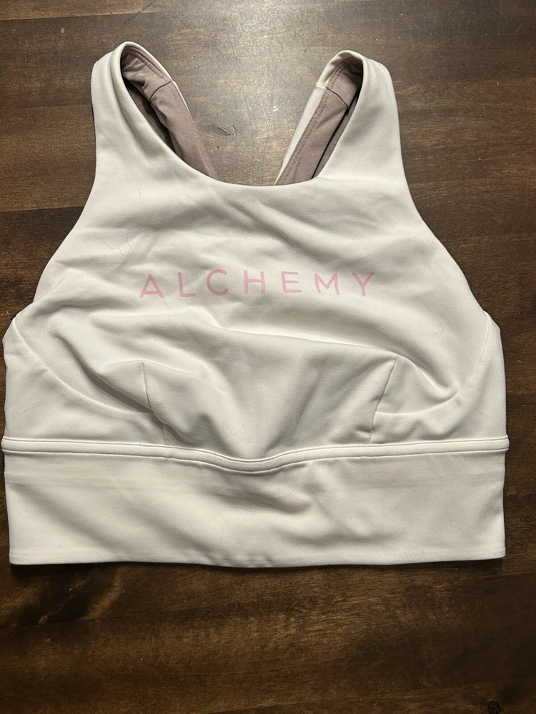 Lululemon Wunder Train Long-Line Sports Bra Medium Support *Alchemy* White Sz 6
