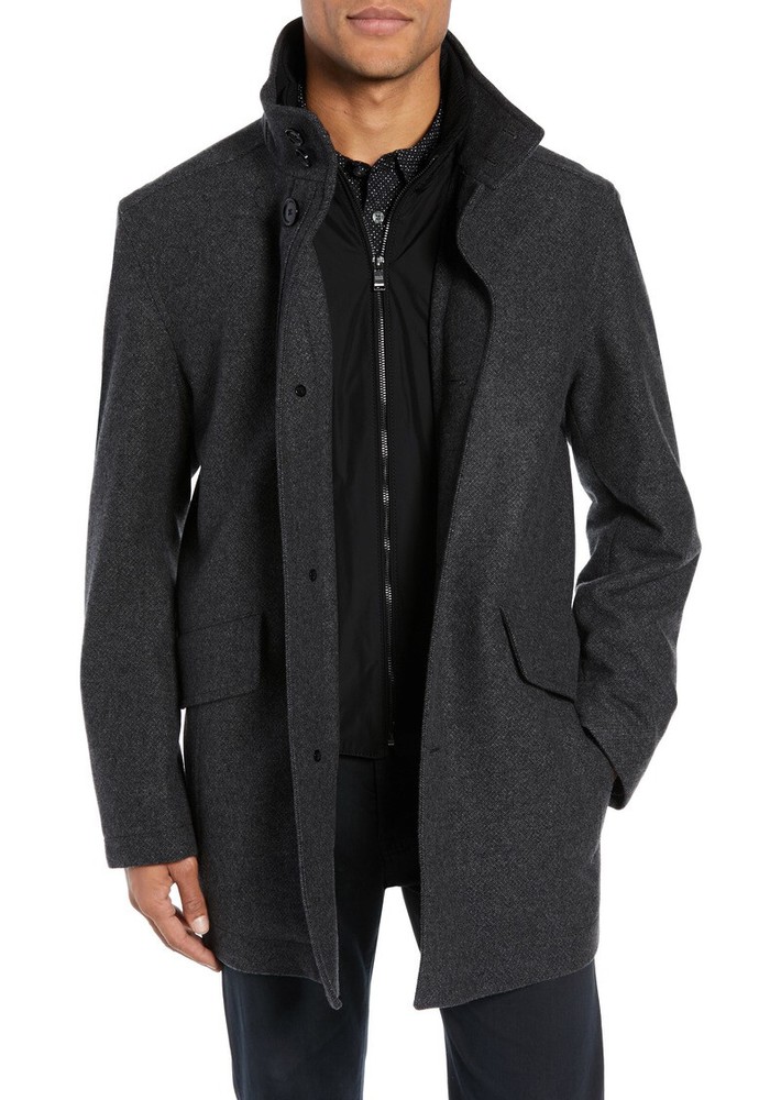 Hugo Boss Charcoal Wool Cashmere Regular Fit Car Coat for Men $645  