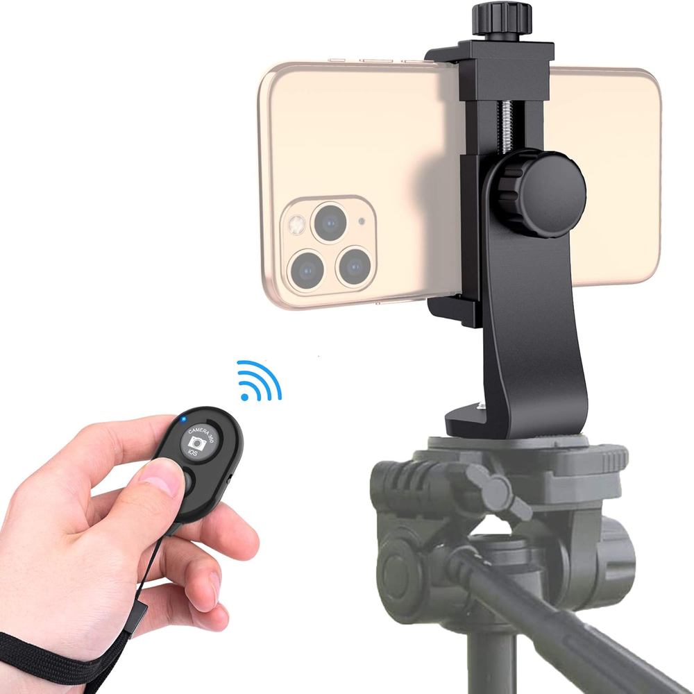 Universal Phone Tripod Mount Adapter with Ｗireless Camera Remote , Cell Phone Ho