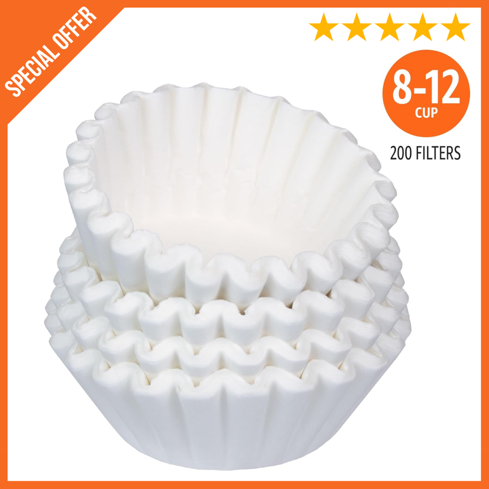 Coffee Filters 8-12 Cup, 200 Count, Basket Coffee Filter, Paper Filters White