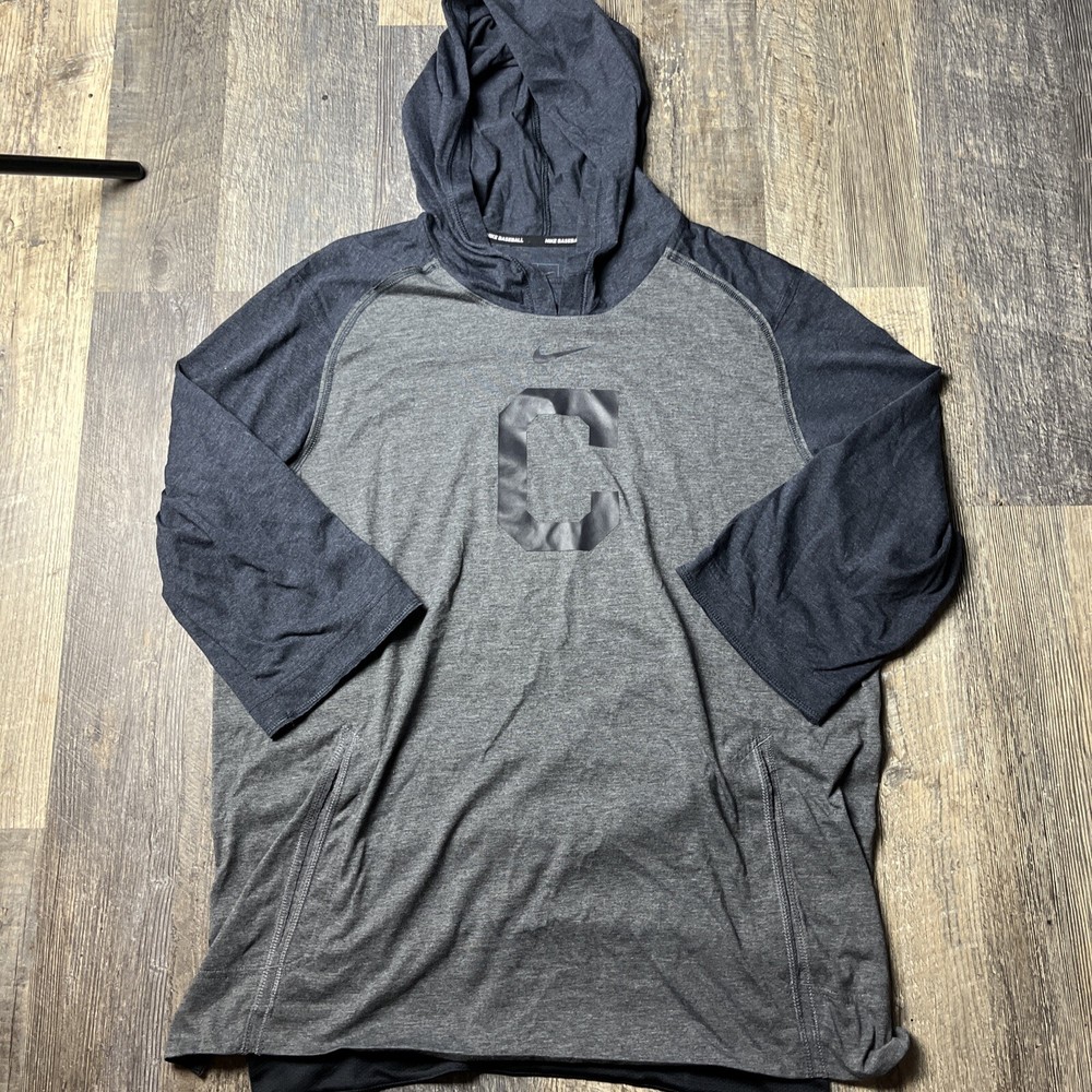 Nike Cleveland Indians Dri-FIT On-Field 3/4 Flux Hoodie Size L