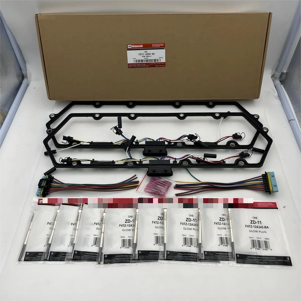 Powerstroke 7.3L Diesel Valve Cover Gaskets Harness & 8 Glow Plugs for 98-03 Ford Trucks