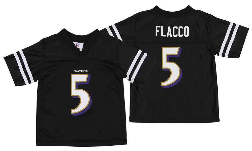 Outerstuff Baltimore Ravens Joe Flacco #5 NFL Toddler Mesh Player Jersey, Black