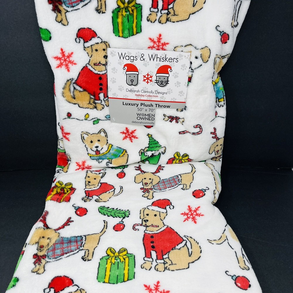 Wags & Whiskers Throw Blanket 50”x70” Dachshund Weiner Dog Corgi Christmas NEW