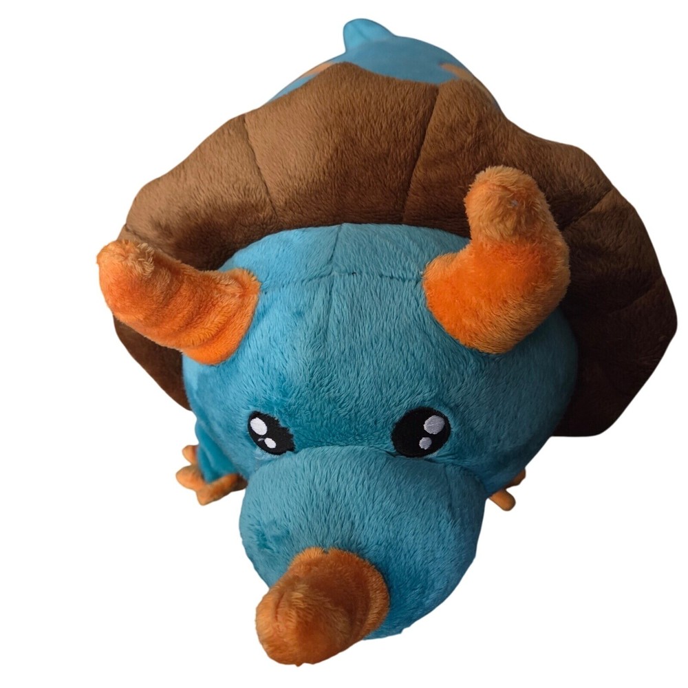 Blue Brown Orange Triceratops Dinosaur Plush Stuffed Animal Pillow Pet Toy