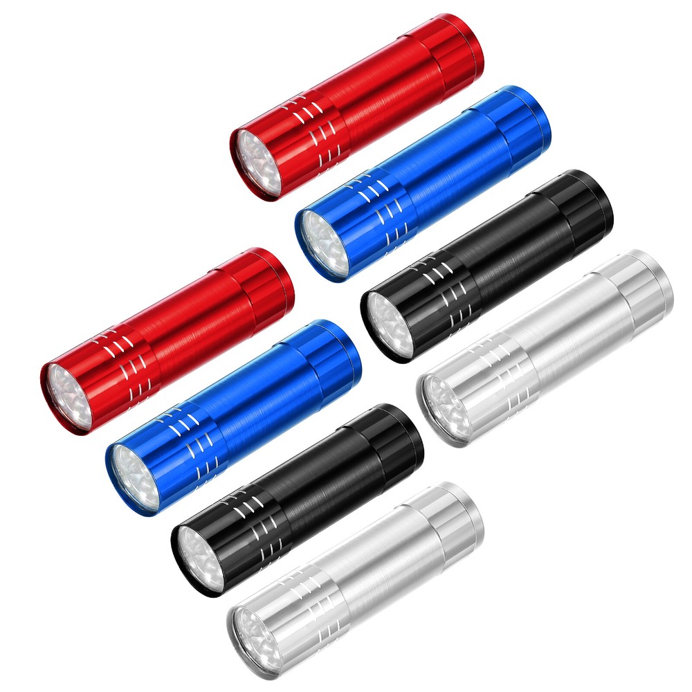 9 Super Bright Multicolor LED Mini Flashlights, 8 Pcs Aluminum Torch