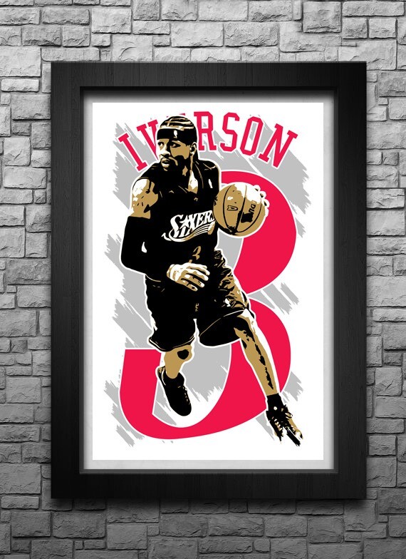 ALLEN IVERSON art print/poster PHILADELPHIA 76ERS FREE S&H! JERSEY