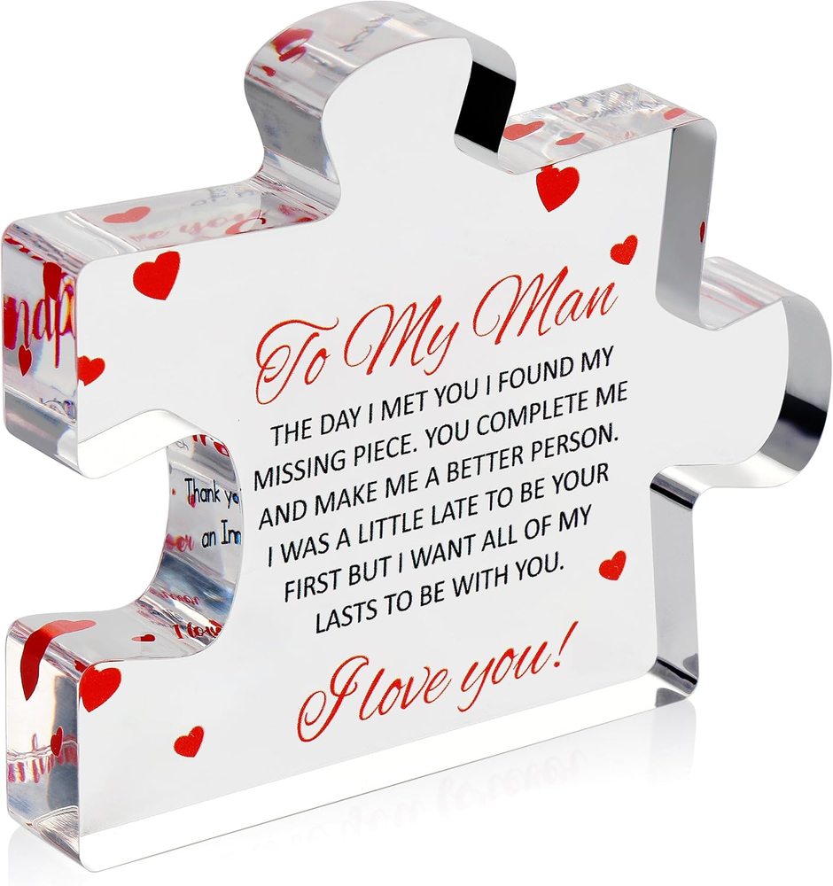 Valentines Day Gifts for Him - Personalized Engraved Acrylic Block Puzzle - Romantic Gift Idea