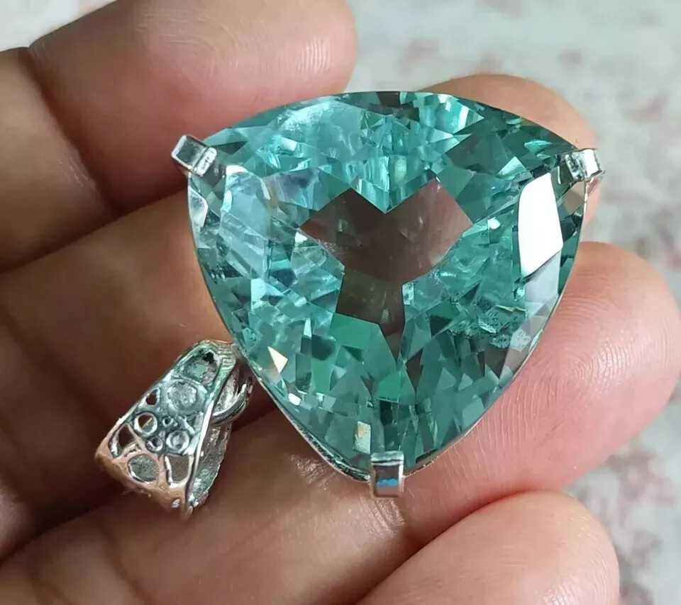 Natural 96 Ct Aqua Blue Topaz 925 Solid Silver Pendant Loose Gemstone