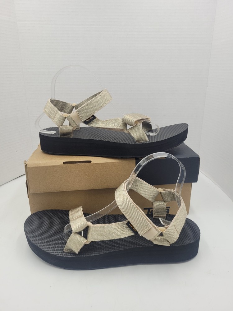 TEVA Midform Universal Gold Shimmer Sandals Shoes Platform Multi Women's 11